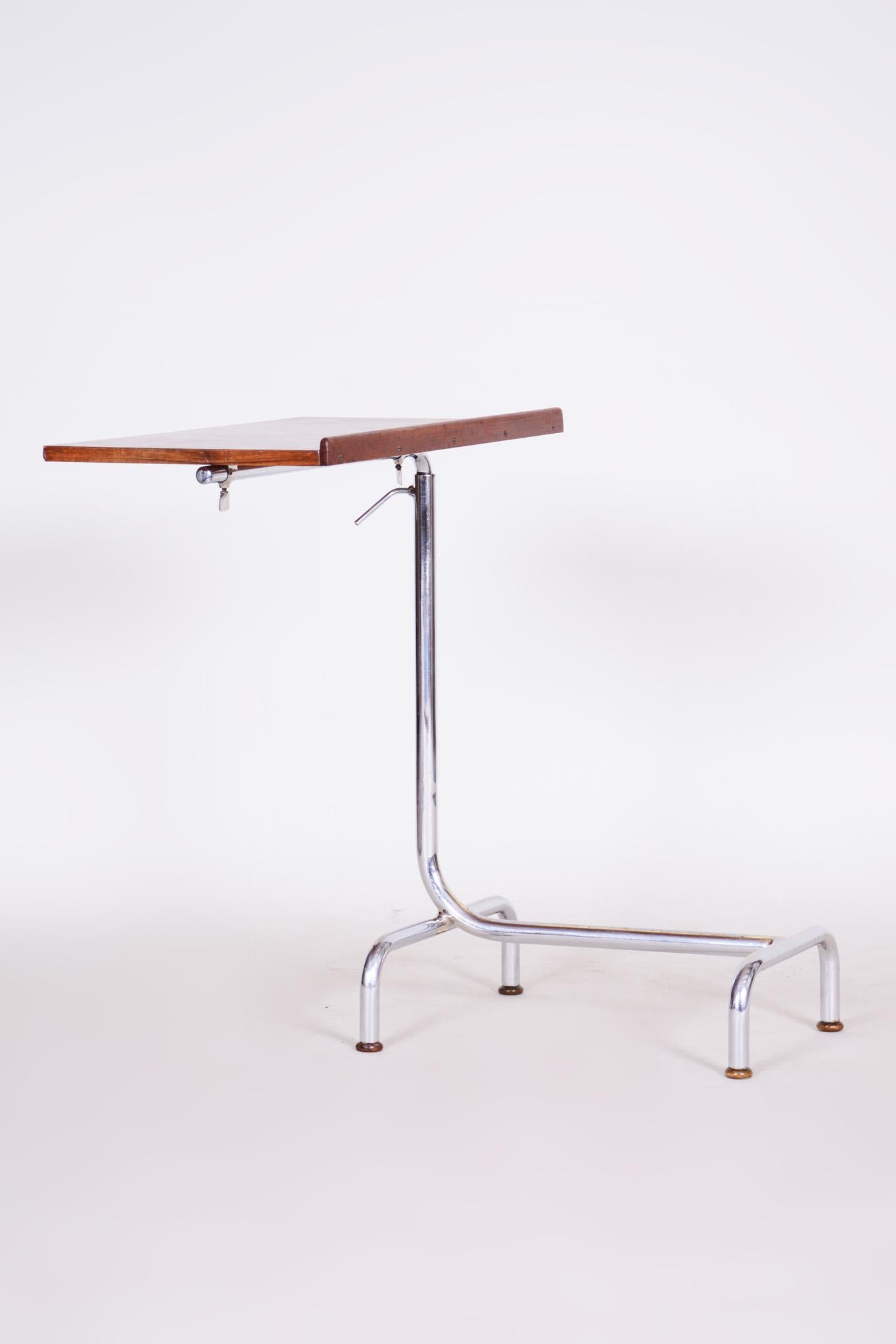 20th Century Czech Adjustable Bauhaus Table, Chrome, Mücke, Melder, 1930s 3