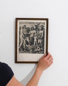 Czech Mythological Print, 20th Century, Framed, Detailed Engraving