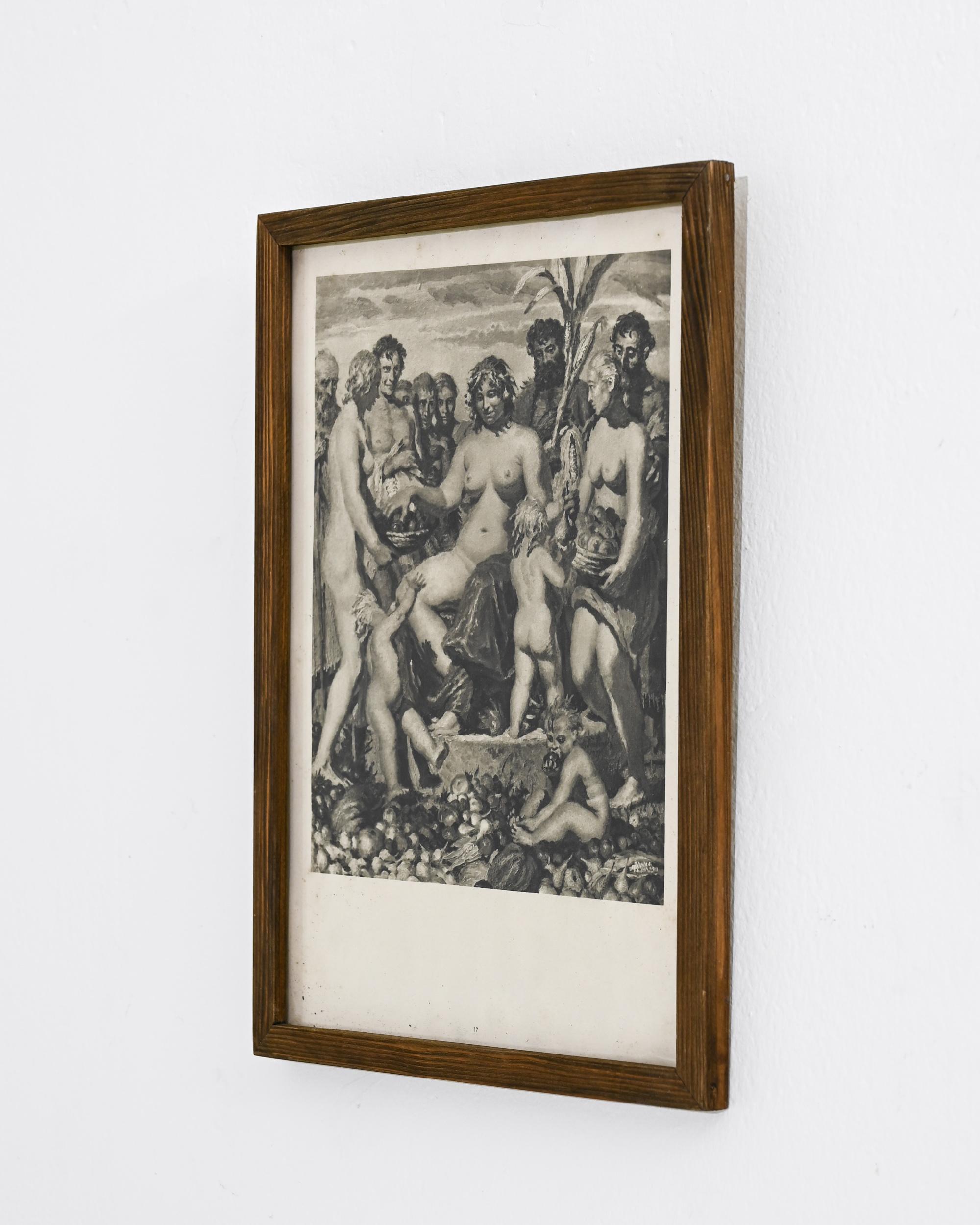 Tchèque Oeuvre d'art tchèque du 20ème siècle avec cadre en bois en vente