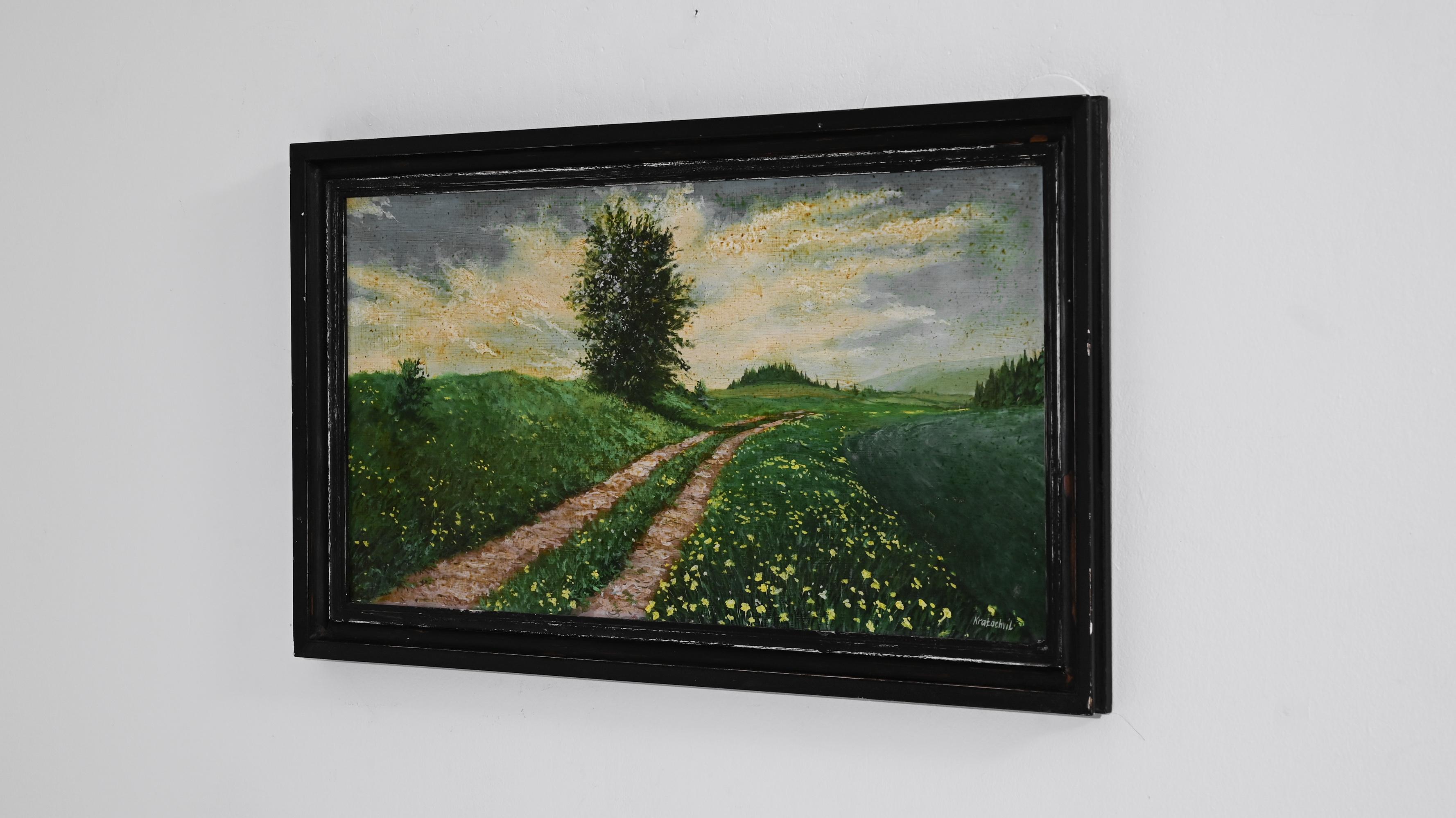 20th Century Czech Artwork with Wooden Frame For Sale 1