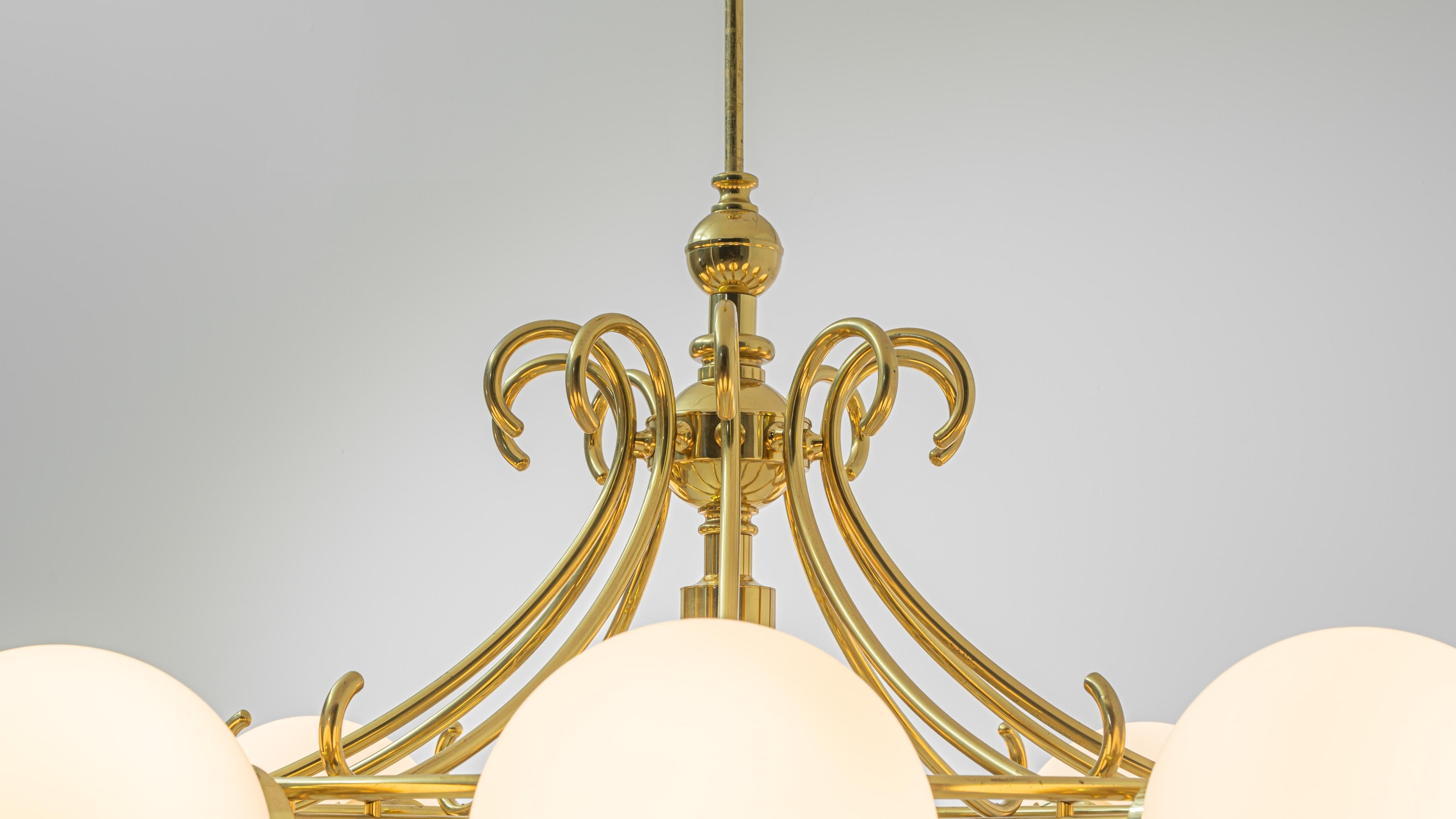 20th Century Czech Brass Chandelier In Good Condition For Sale In High Point, NC