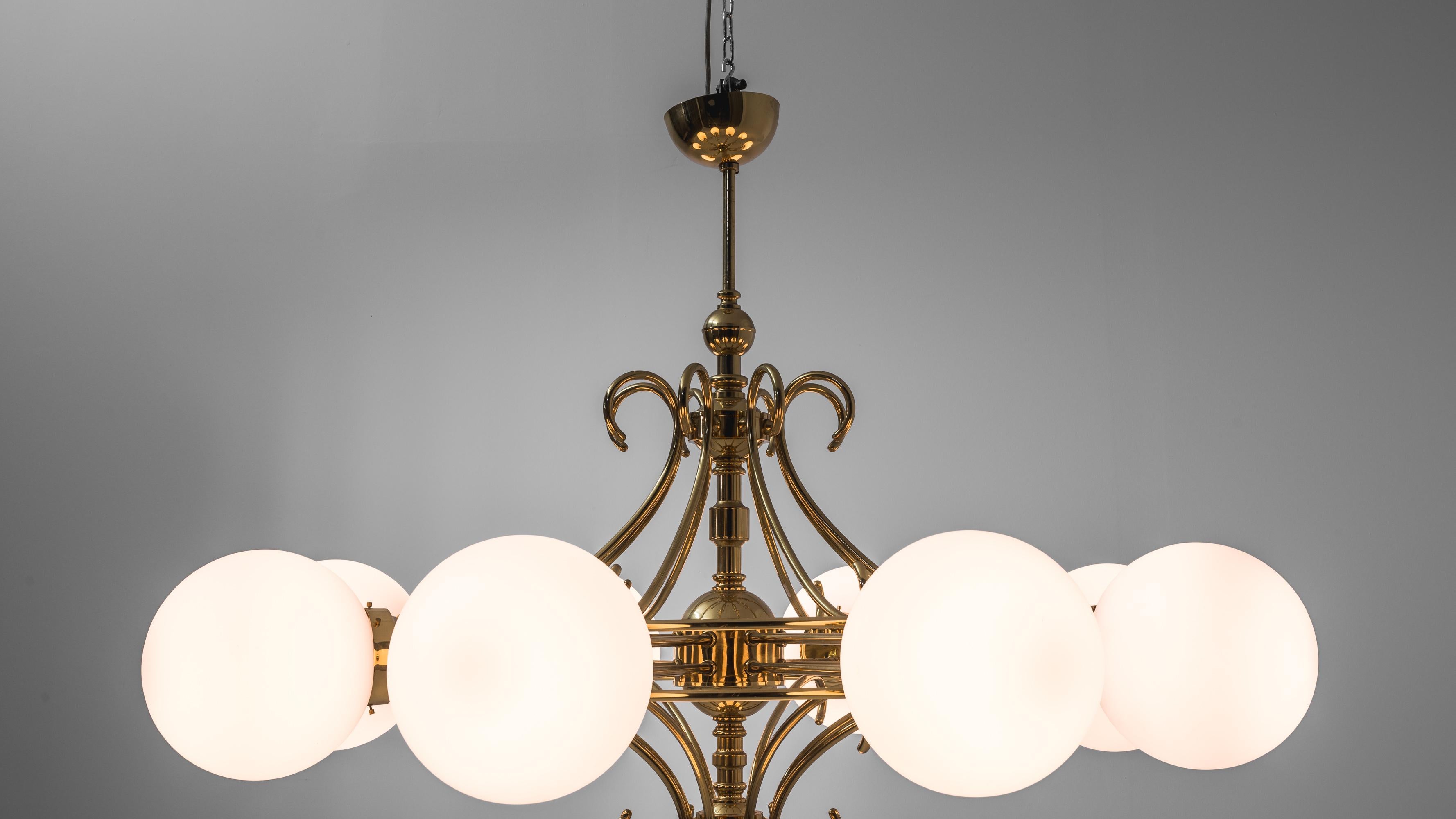 20th Century Czech Brass Chandelier For Sale 4