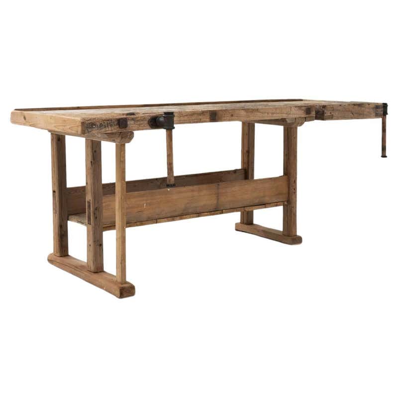 Antique Original Carpenter's Workbench Narrow Rustic Console Table at ...