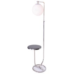 20th Century Czech Chrome Floor Lamp by Mücke - Melder, Milk Glass, 1930s