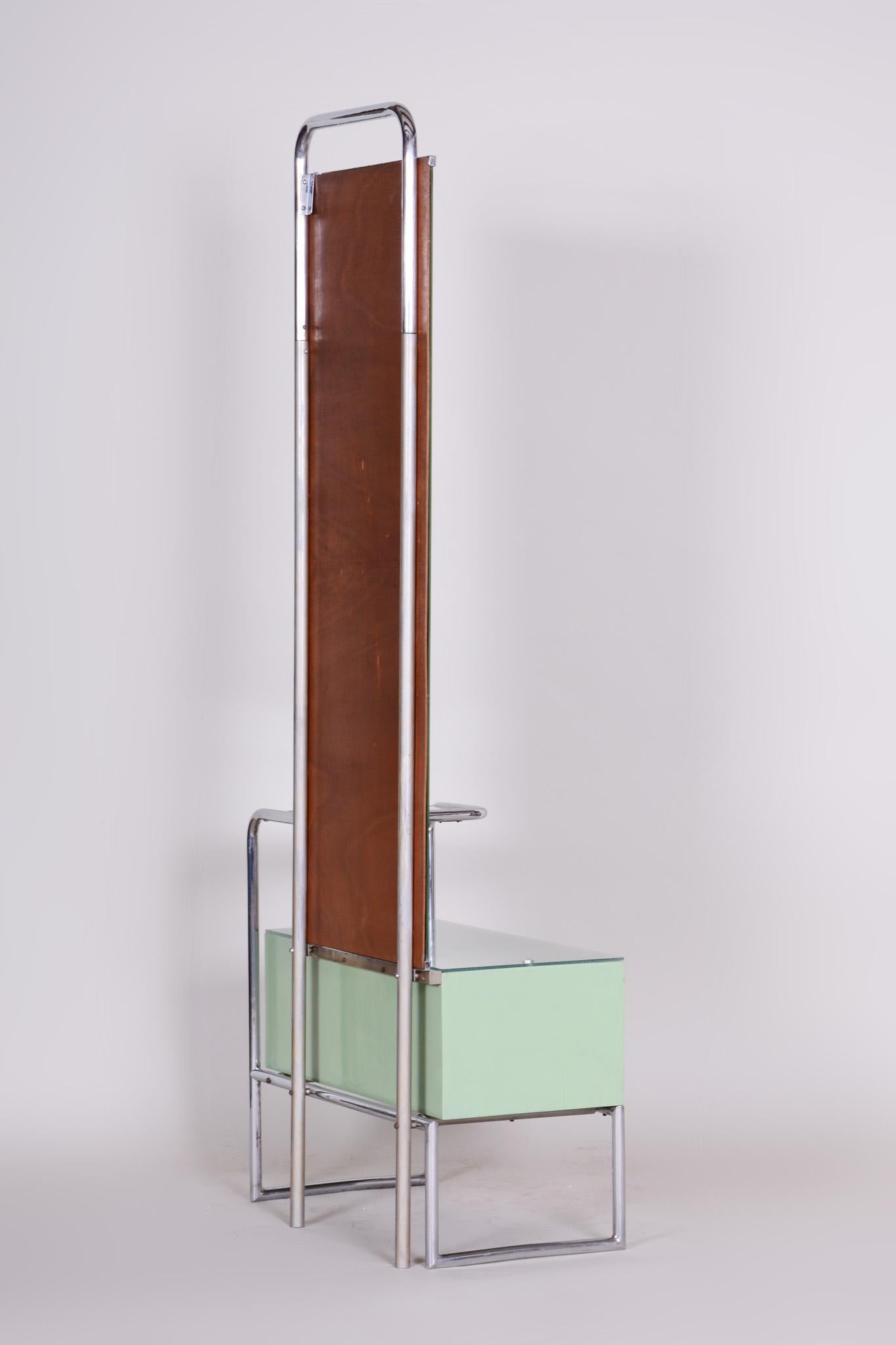 20th Century Czech Chrome Green Bauhaus Dressing Mirror, Hynek Gottwald, 1930s 5