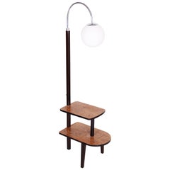 20th Century Czech Chrome Oak Floor Lamp, 1930s