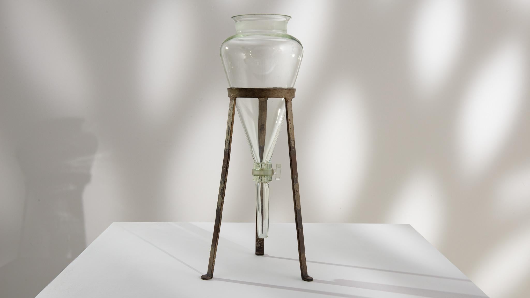 20th Century Czech Glass Decoration on Metal Stand 2