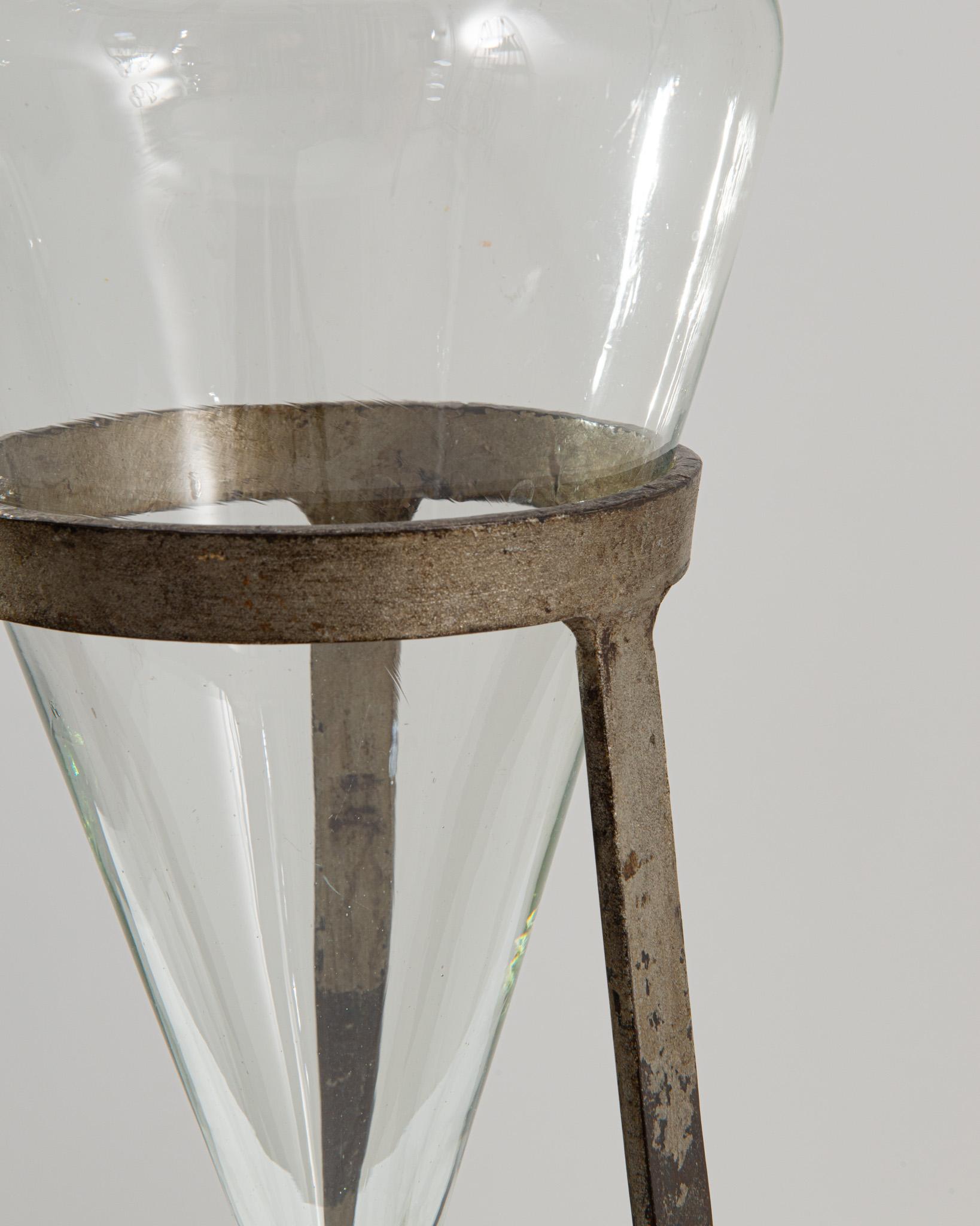 20th Century Czech Glass Decoration on Metal Stand 3