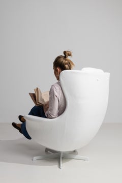 20th Century Czech Kelo Swivel Armchair White Cream