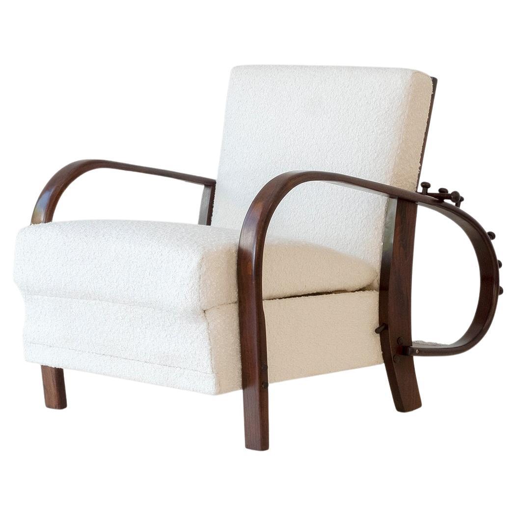 Silla reclinable checa de caoba del siglo XX al estilo de Jindrich Halabala