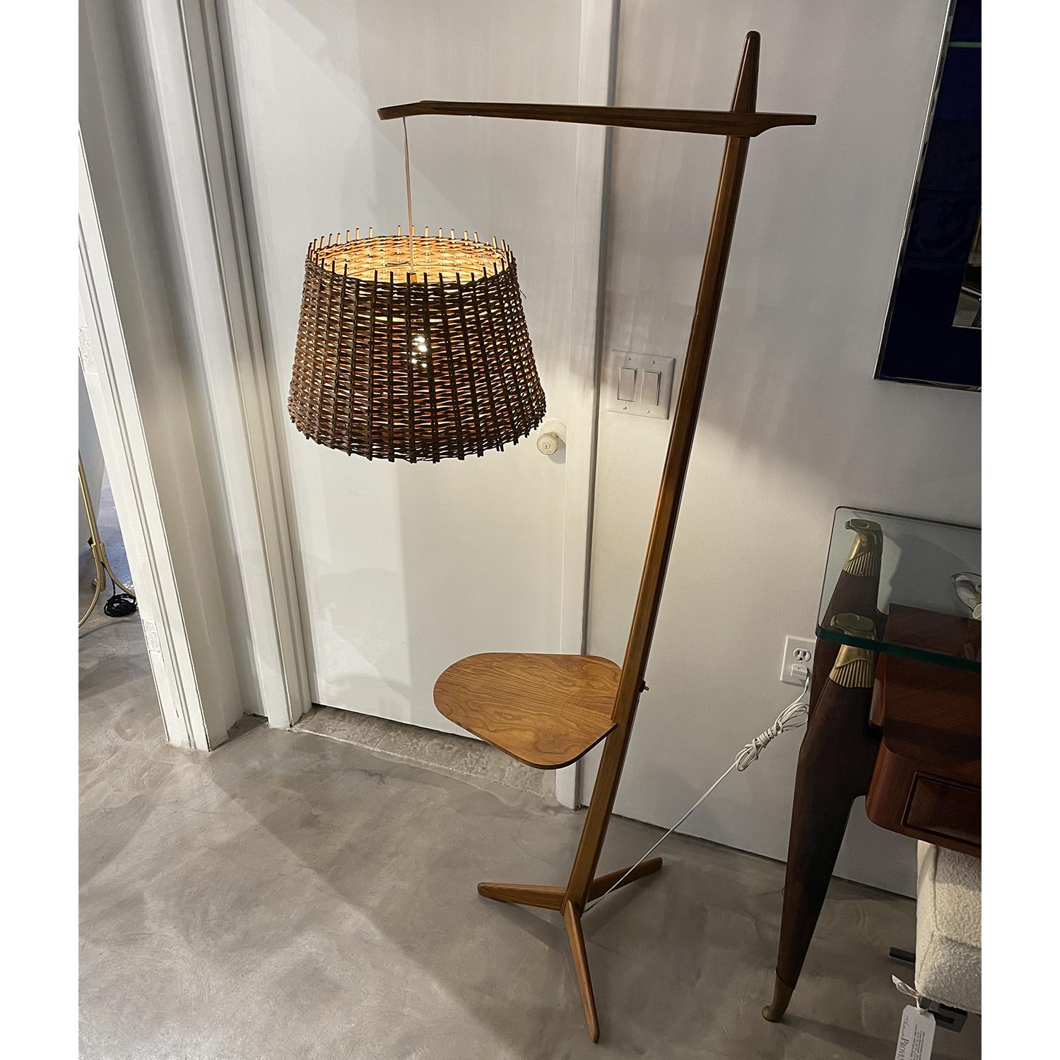 20th Century Czech Oakwood Reading Floor Lamp with a Shelf by Krasna Jizba 6