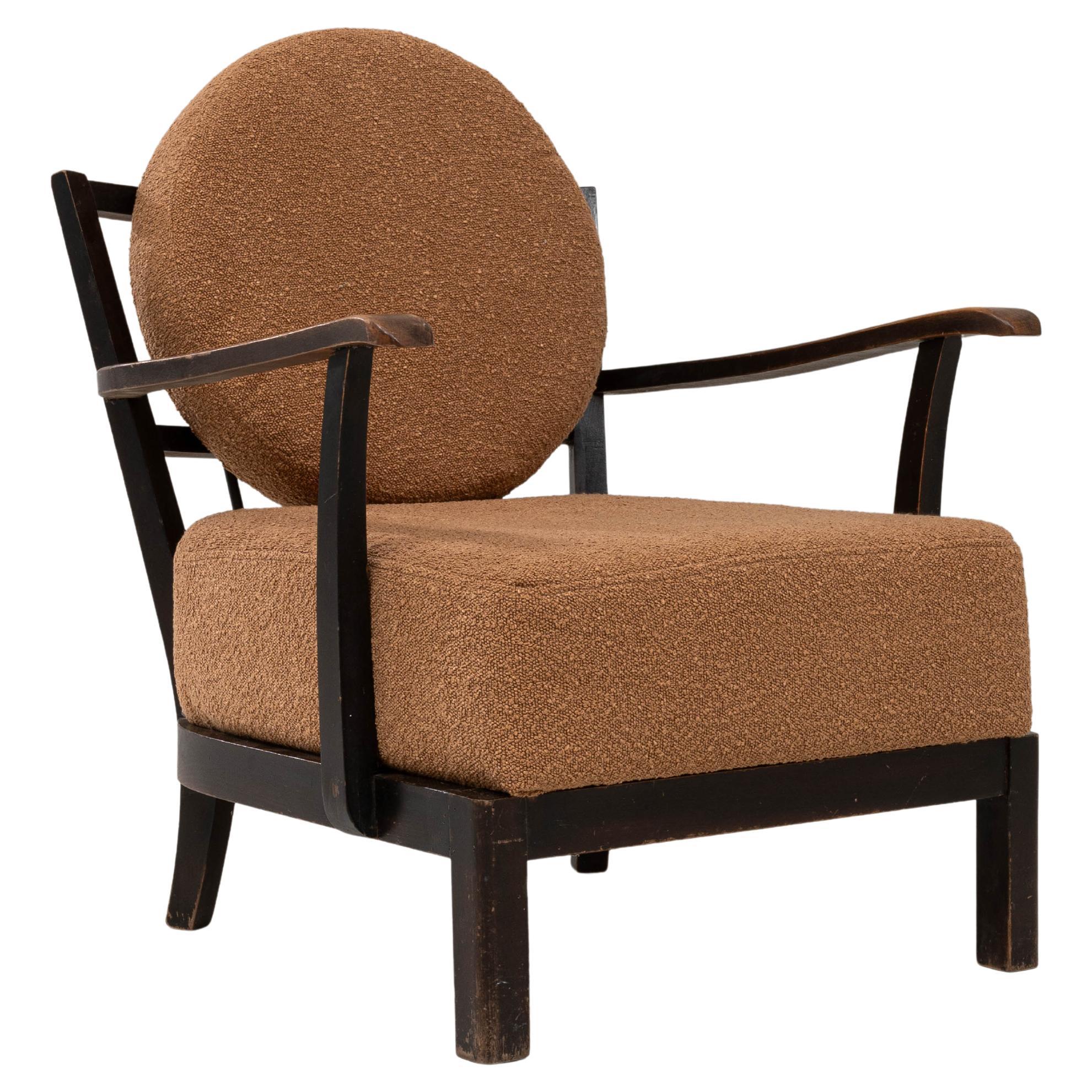 Sillón checo del siglo XX tapizado en naranja