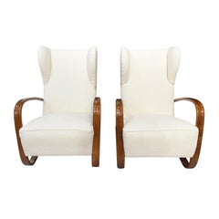 20th Century Czech Pair of Mahogany H269 Lounge Chairs by Jindrich Halabala
