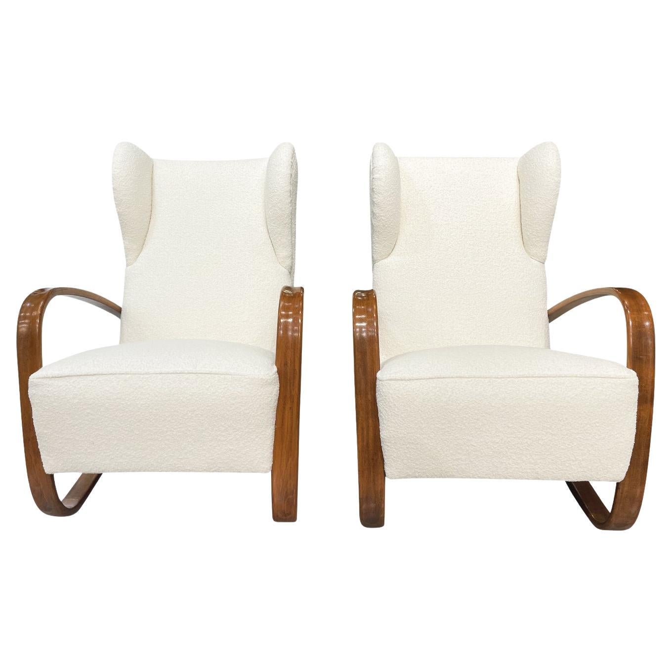 20th Century Czech Pair of Mahogany H269 Lounge Chairs by Jindrich Halabala