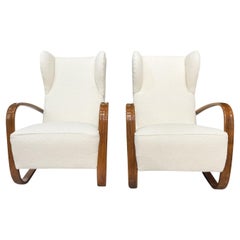 Antique 20th Century Czech Pair of Mahogany H269 Lounge Chairs by Jindrich Halabala