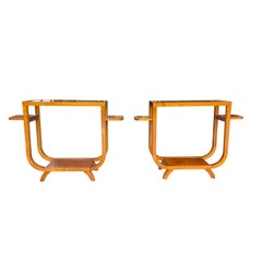 20th Century Czech Pair of Vintage Sculptural Walnut Sofa Tables by Thonet