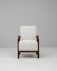 Czech Upholstered Reclining Armchair with Solid Wood Frame