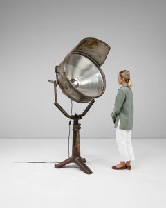 20th Century Czech Republic Antique Brass Oversized Studio Spotlight Lamp