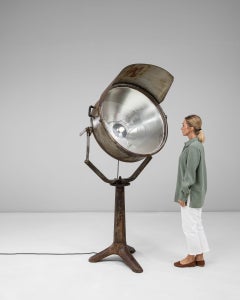 20th Century Czech Republic Brass Bronze Oversized Studio Spotlight LampTripod
