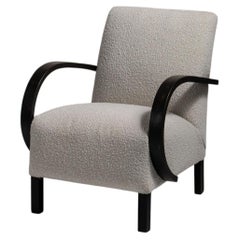 20th Century Czech Republic Dove Grey Bentwood-Arm Lounge Chair