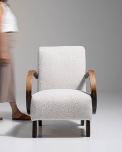 20th Century Czech Republic Ivory Boucle Upholstered Armchair