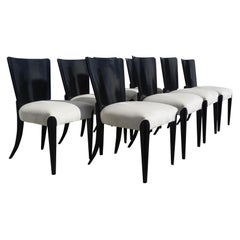 Set di otto sedie Art Deco nere di Jindrich Halabala, Repubblica Ceca del XX secolo