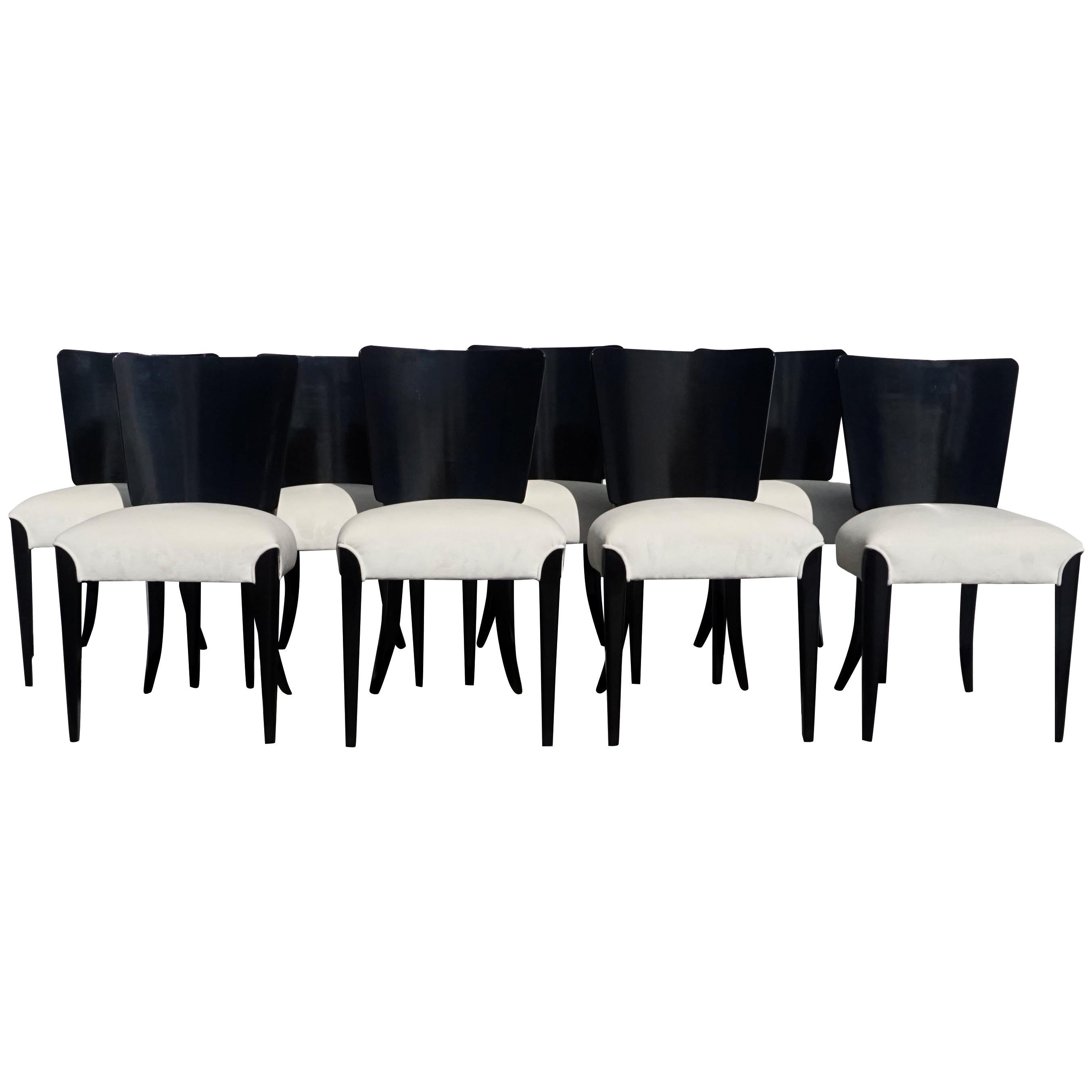 20th Century Set of Four Black Ebonized Art Deco Chairs by Jindrich
