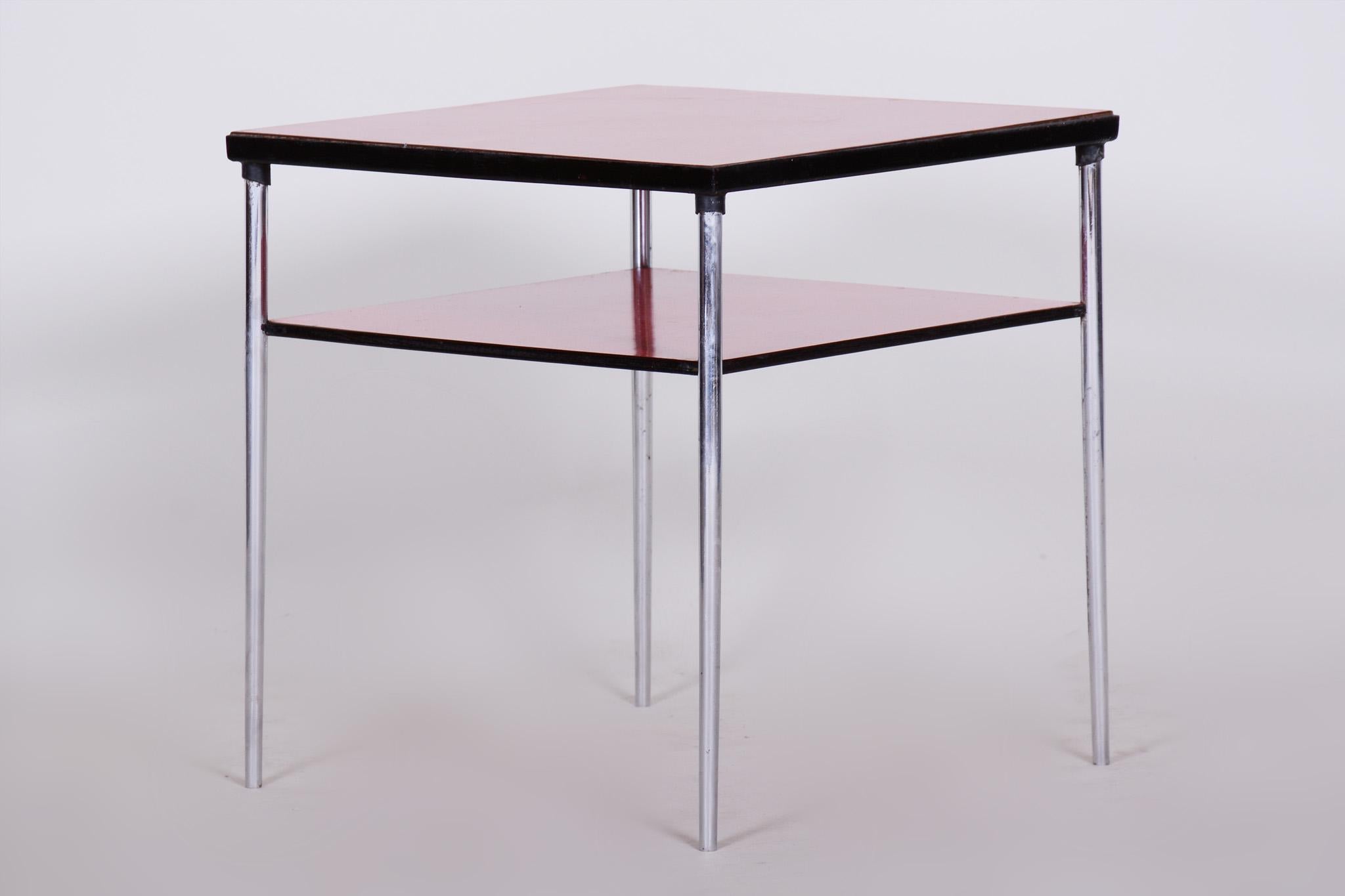 20th Century Czech Square Umakart Bauhaus Table, Chrome-Plated Steel, 1930s In Good Condition For Sale In Horomerice, CZ
