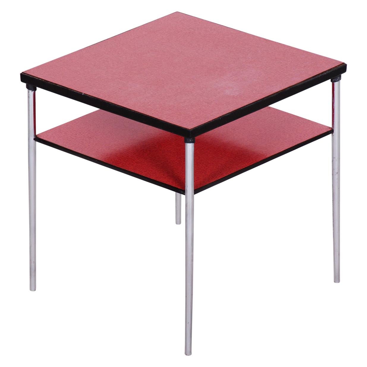 Tavolo quadrato Umakart Bauhaus ceco del XX secolo, acciaio cromato, anni '30