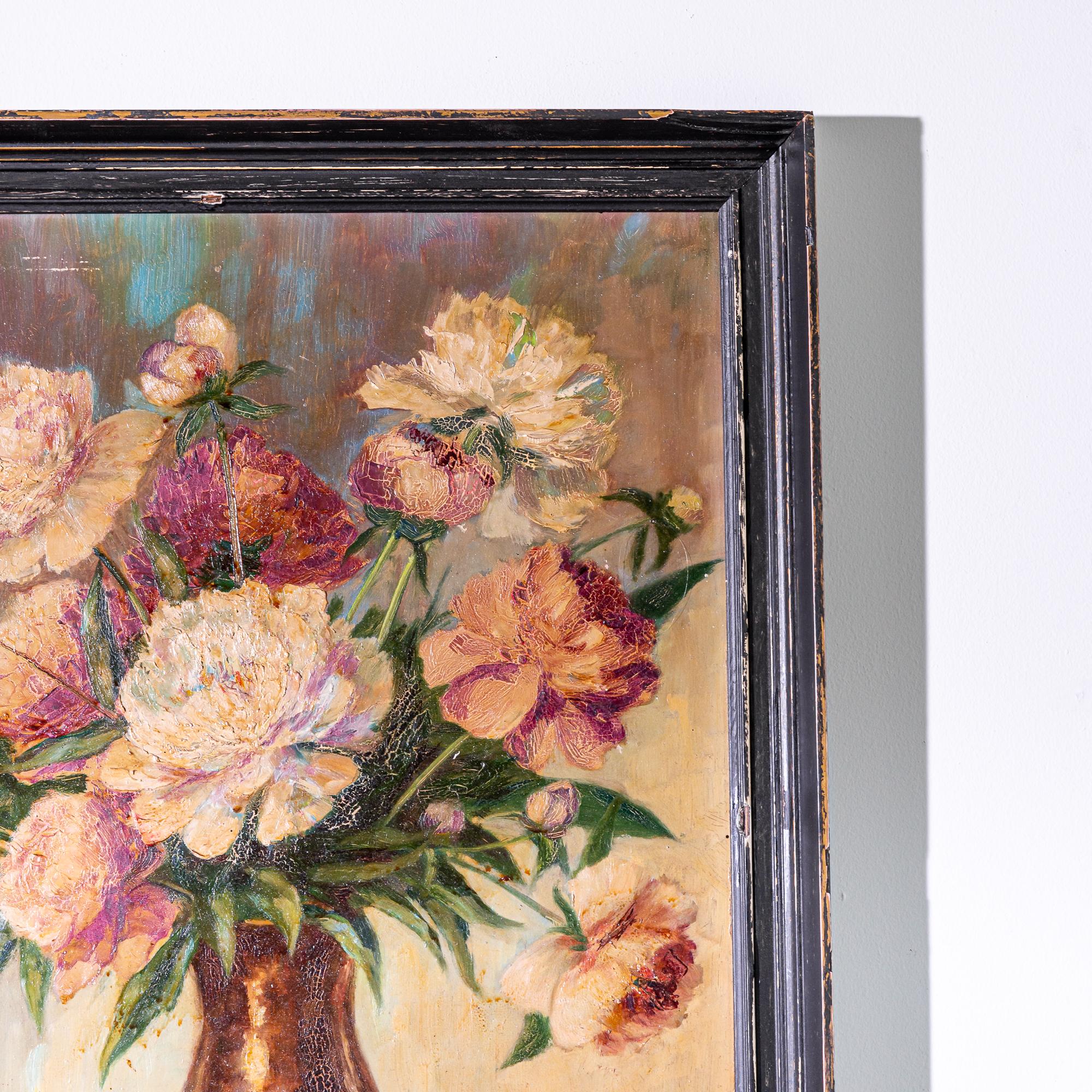Canvas 20th Century, Czech, Still Life in Wooden Frame For Sale