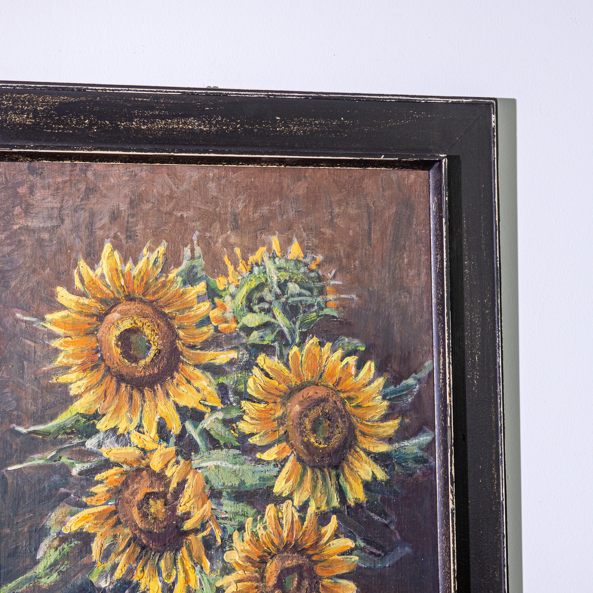 20th Century Czech Still Life Painting with Sunflowers 4