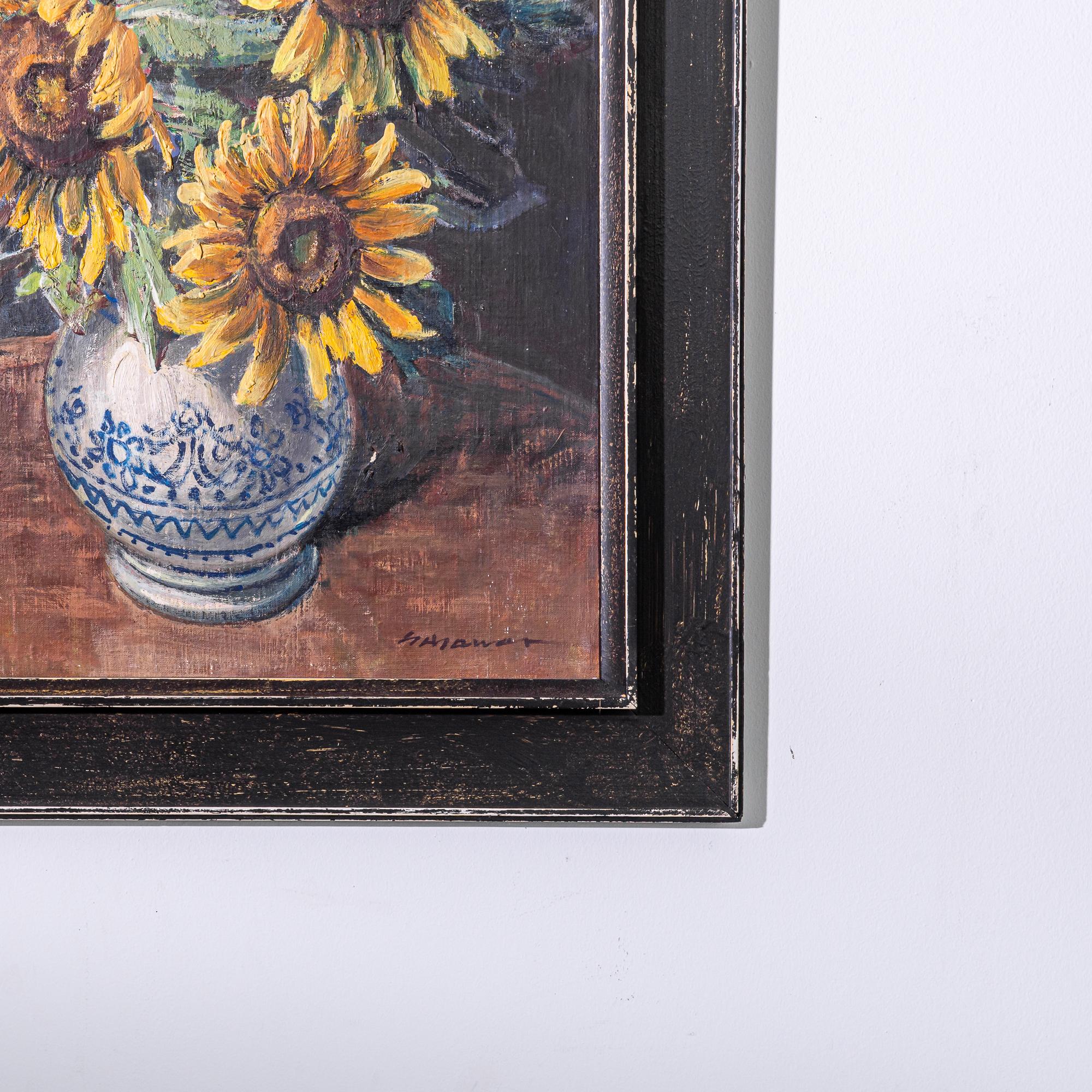 20th Century Czech Still Life Painting with Sunflowers 5