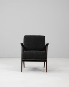 Czech Mid-Century Modern Black Bouclé Upholstered Armchair