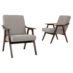 20th Century Czech Upholstered Armchairs, a Pair