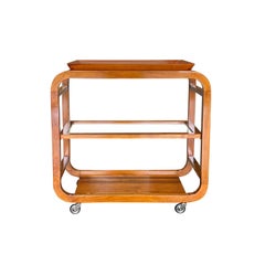 20th Century Czech Vintage Walnut Tea Cart - Serving Cocktail Table by Thonet