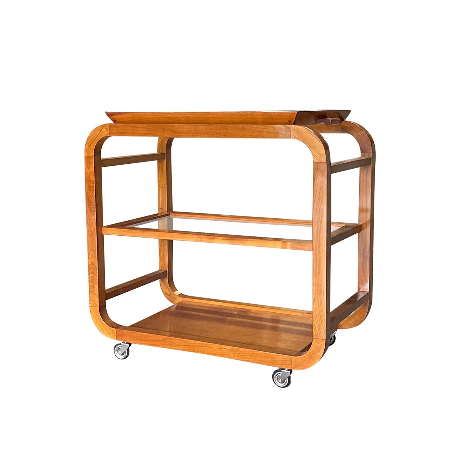 Tchèque Chariot à thé tchèque vintage du 20ème siècle - Table de service de cocktail par Thonet en vente