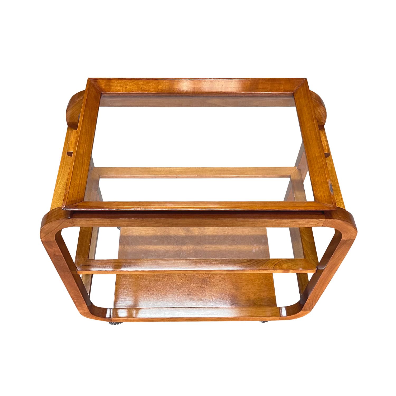 Sculpté à la main Chariot à thé tchèque vintage du 20ème siècle - Table de service de cocktail par Thonet en vente