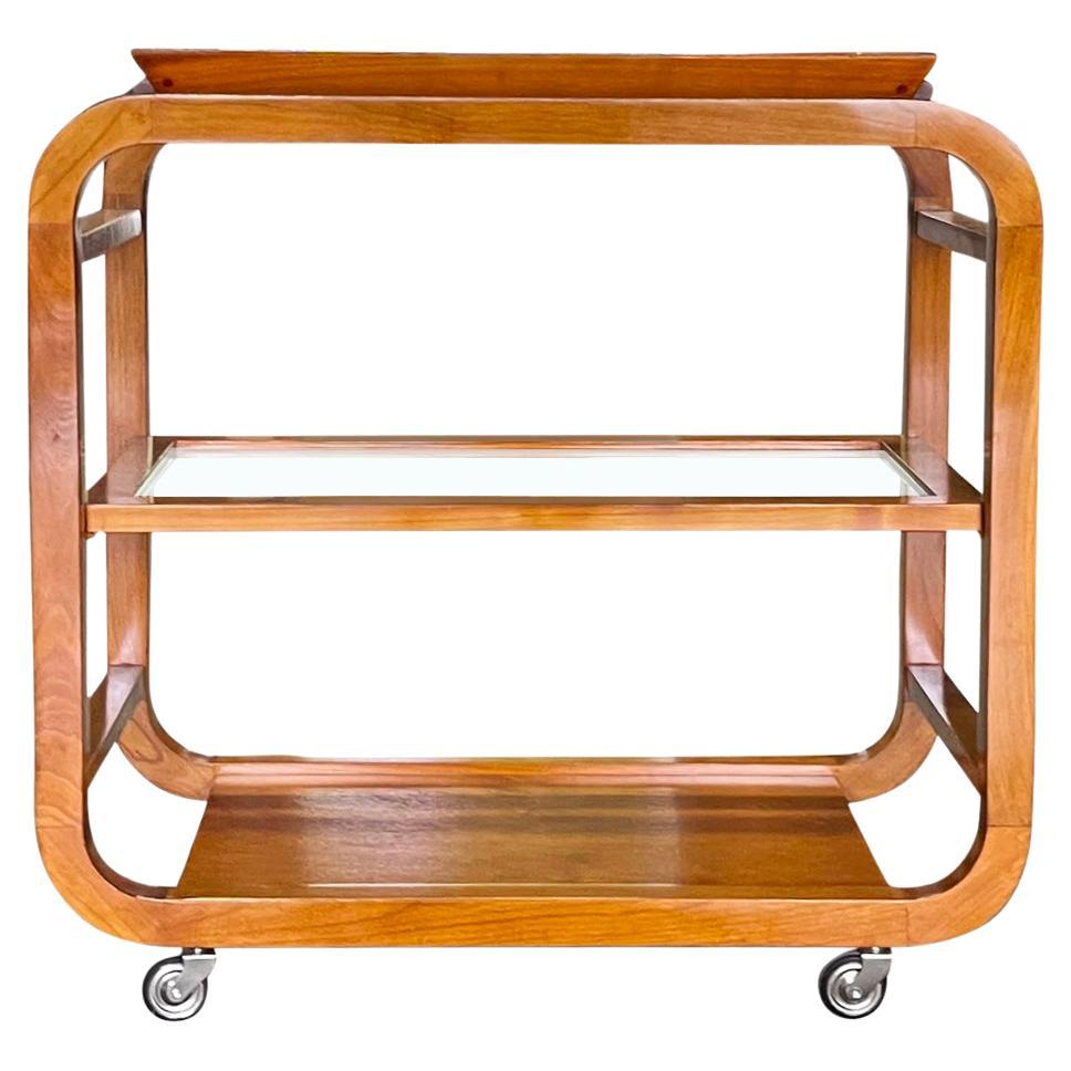 20th Century Czech Vintage Walnut Tea Cart - Serving Cocktail Table by Thonet