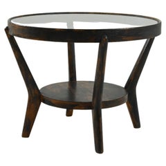20th Century Czech Wooden and Glass Side Table by J. Halabala