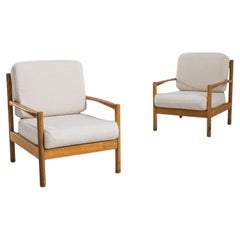 20th Century Czech Wooden Armchairs with Upholstered Seats and Back, a Pair
