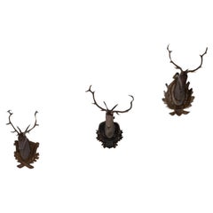 20th Century Czech Wooden Deer Decoration, Set of 3