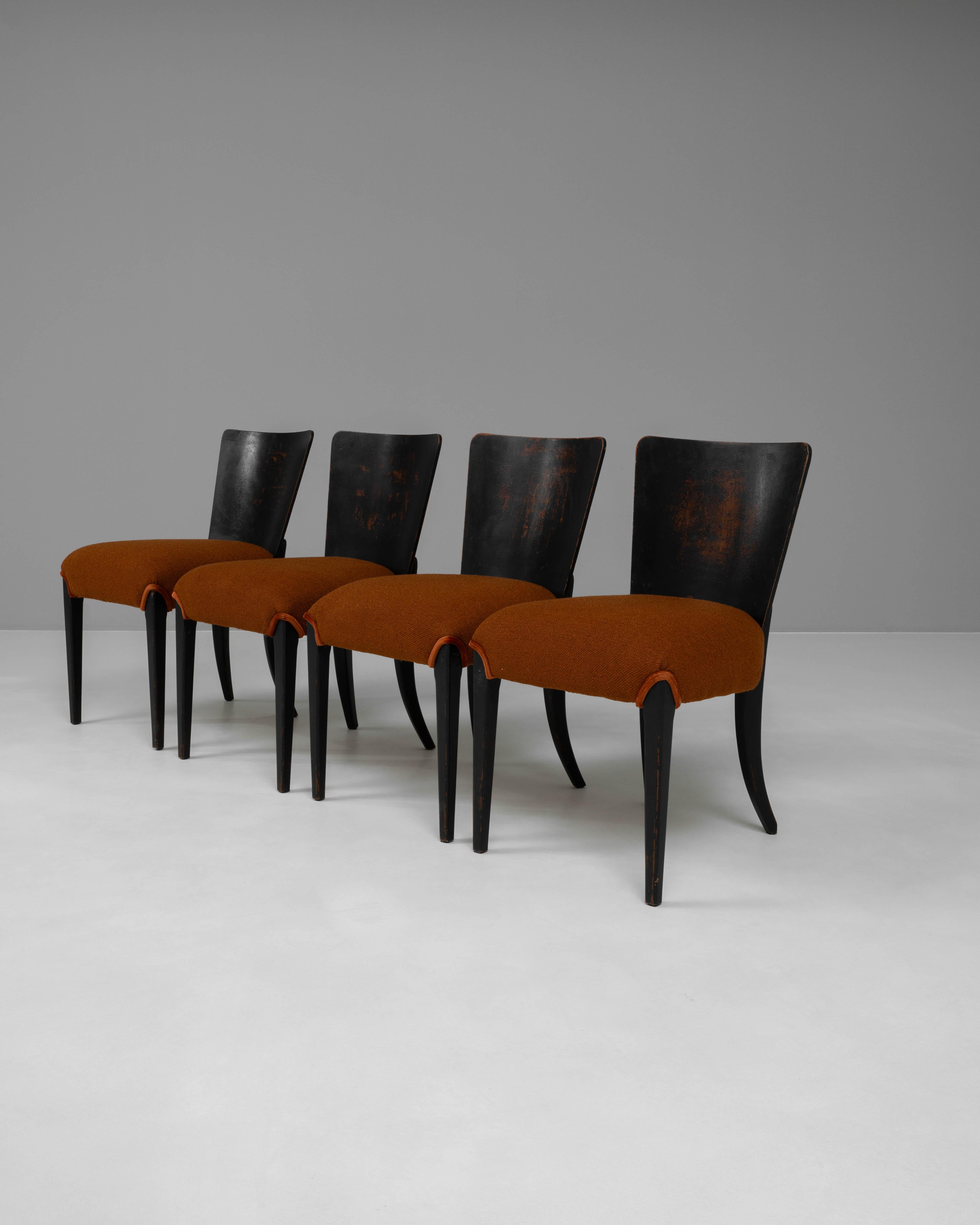 20th Century Czech Wooden Dining Chairs With Upholstered Seats By J. Halabala For Sale 9