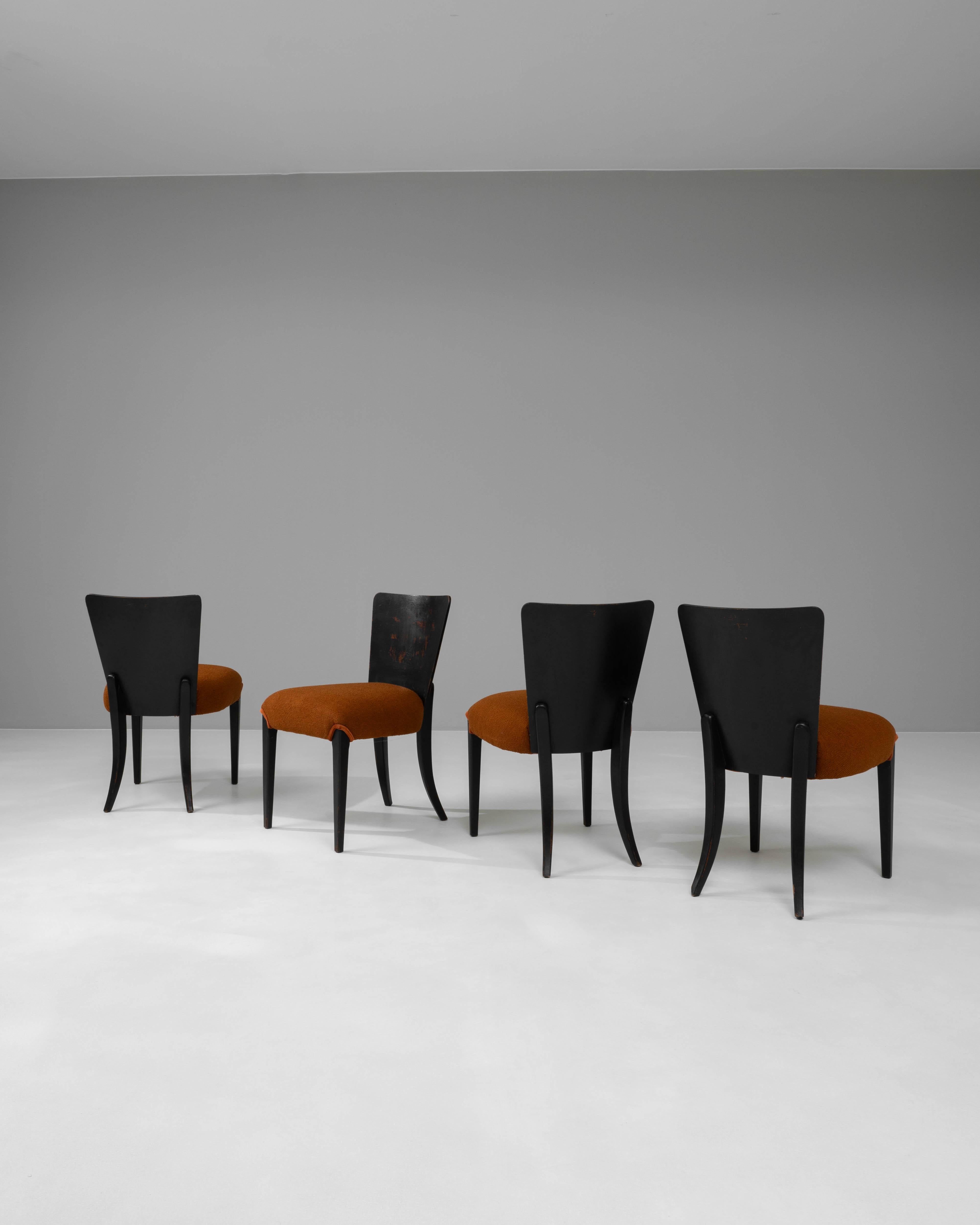 20th Century Czech Wooden Dining Chairs With Upholstered Seats By J. Halabala 4