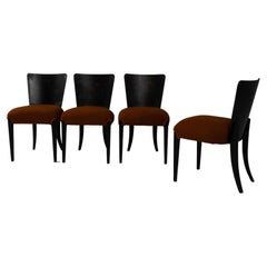 Used 20th Century Czech Wooden Dining Chairs With Upholstered Seats By J. Halabala