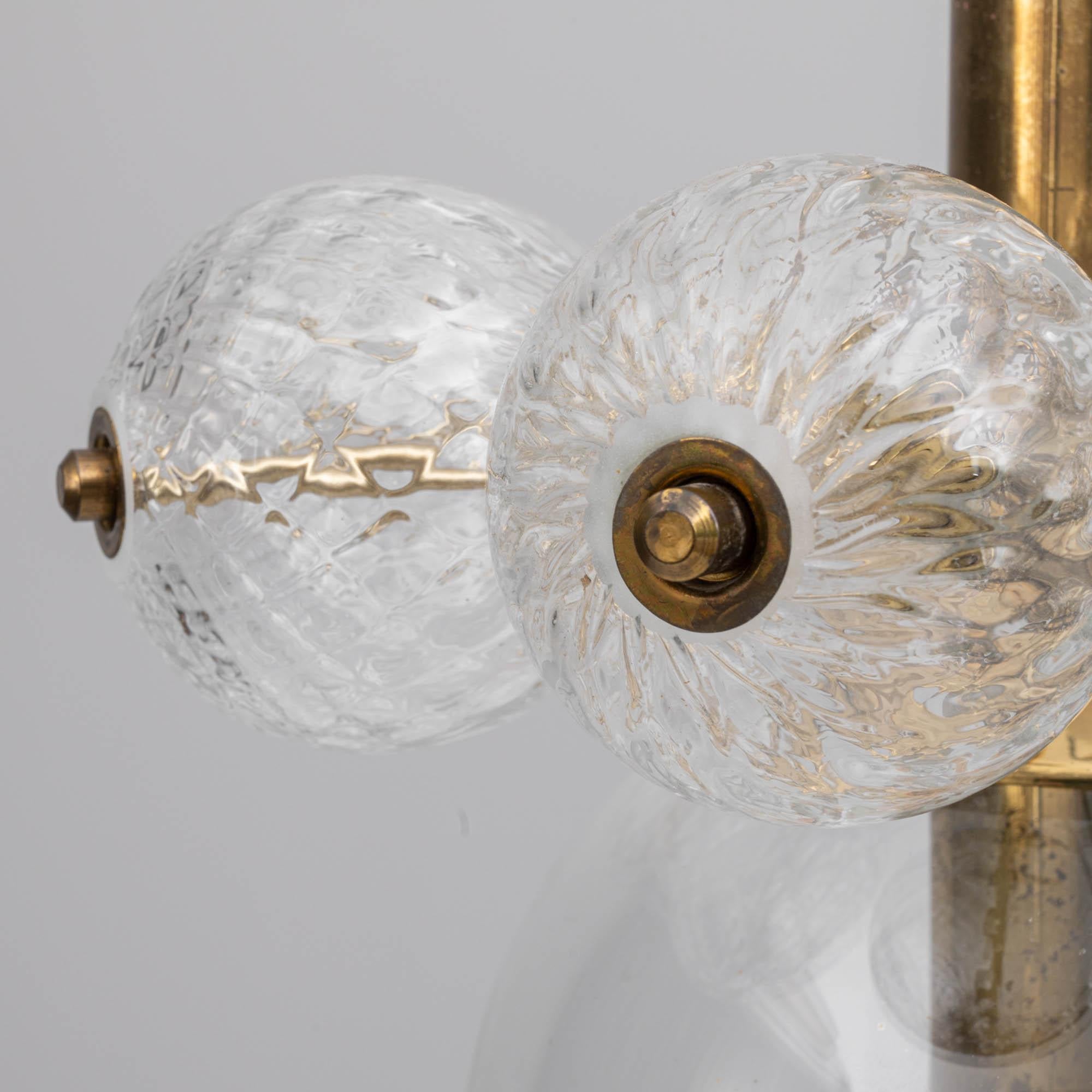 20th Century Czechia Brass & Glass Chandelier 7