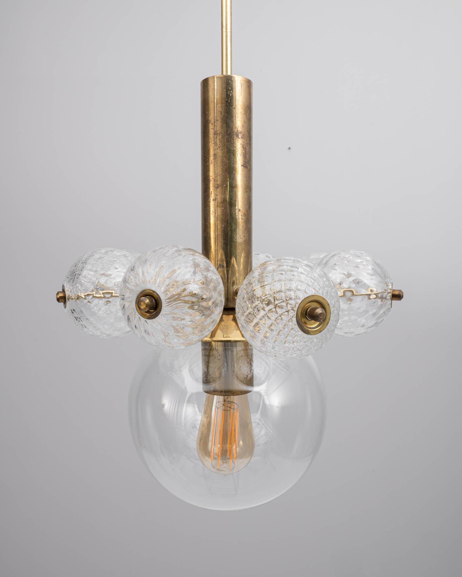 20th Century Czechia Brass & Glass Chandelier 6