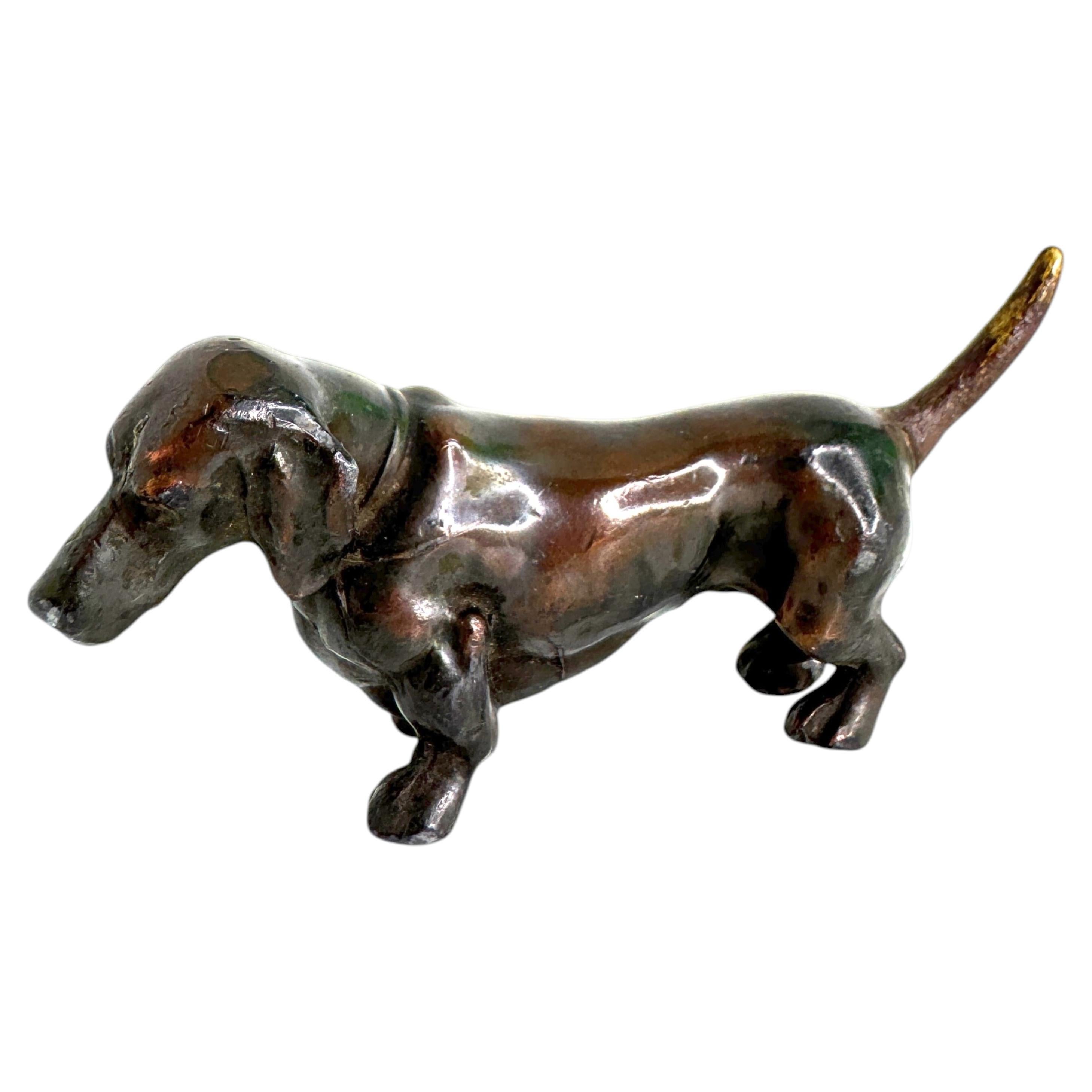 20th Century Dachshund Dog Austrian Bronze Miniature Figurine Antique