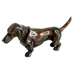 20th Century Dachshund Dog Austrian Bronze Miniature Figurine Antique