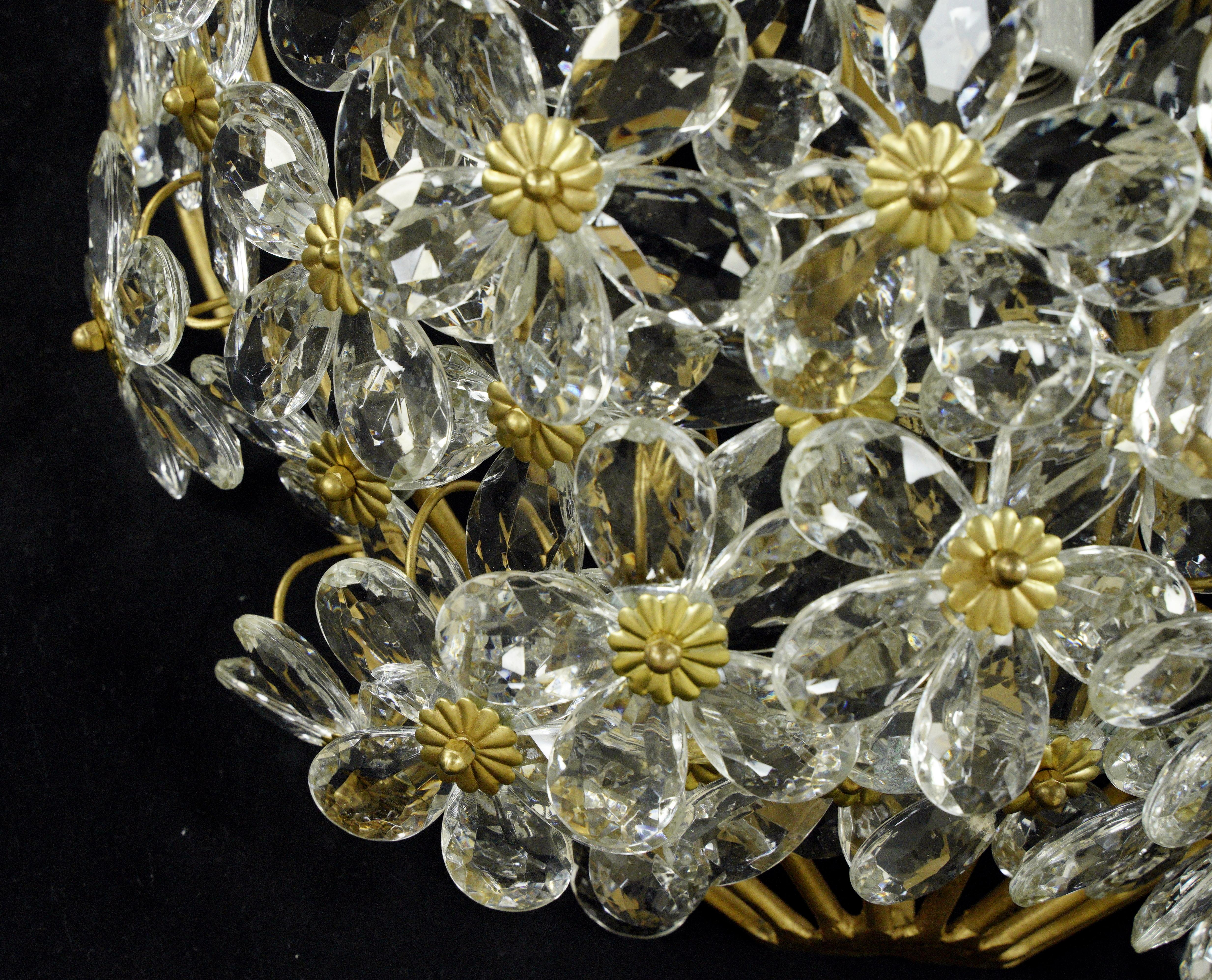 Contemporary 20th Century Daisy Crystal Basket Sconce For Sale