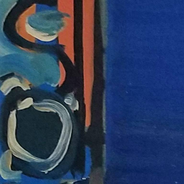 French 20th Century Dark Blue Abstract Still Life by Daniel Clesse